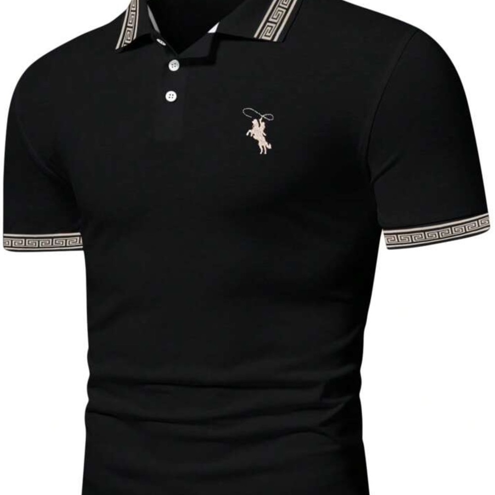 Classic Black Polo Shirt with Embroidered Logo